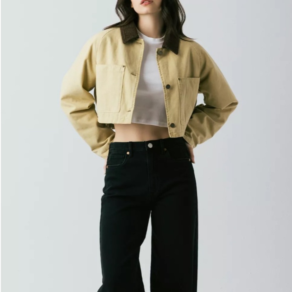 BLANKNYC Breaking Camp Cotton Twill Cropped Barn Jacket